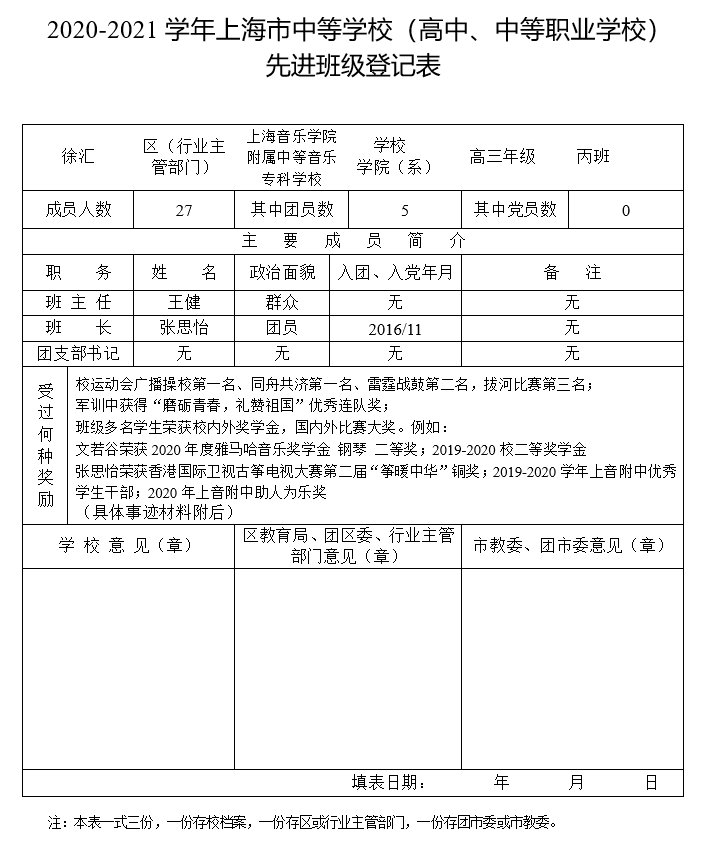 II-10-31 2020-2021学年上海市中等学校-先进班级（高中🎅🏼、中等职业学校）